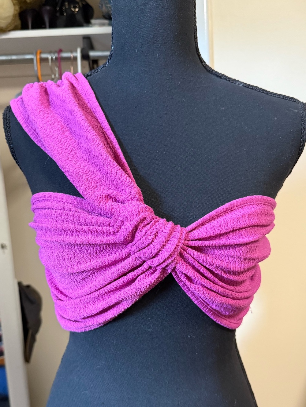 Magenta One-Shoulder Twisted Bandeau Top